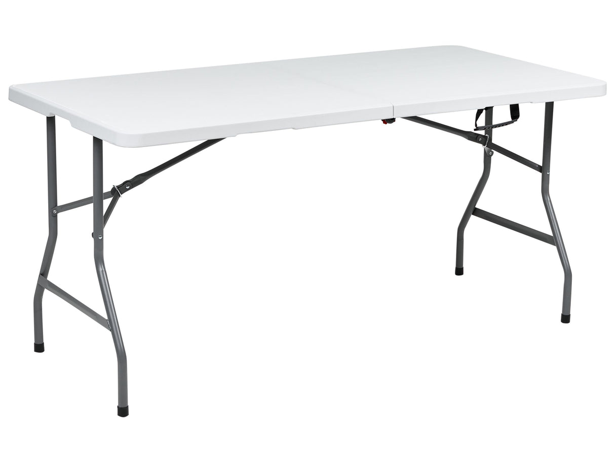 Garden Dining Table White Synthetic Material 152 x 74 cm 4 Seater Rectangular Folding Metal Legs Minimalistic Beliani