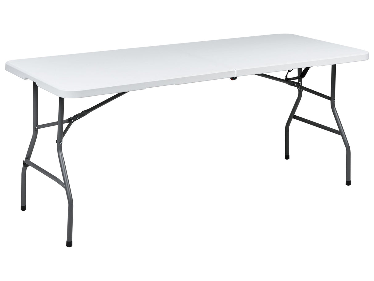 Garden Dining Table White Synthetic Material 180 x 74 cm 6 Seater Rectangular Folding Minimalistic Beliani