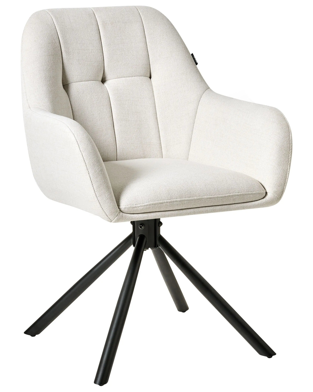 Swivel Dining Chair Off White Fabric Upholstery Metal Rotating Base Beliani
