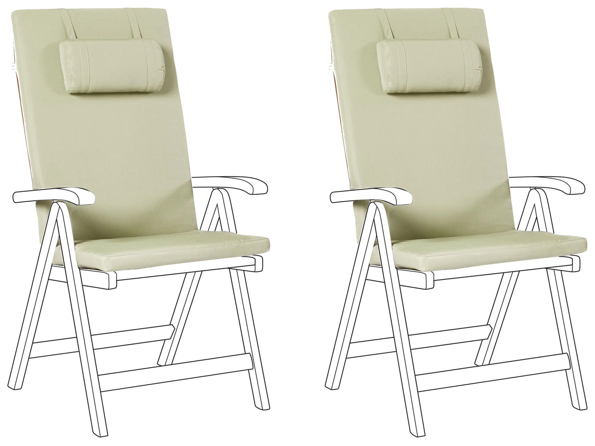 Set of 2 Garden Chair Cushions Green Polyester Seat Backrest Pad Modern Design Outdoor Pad Beliani