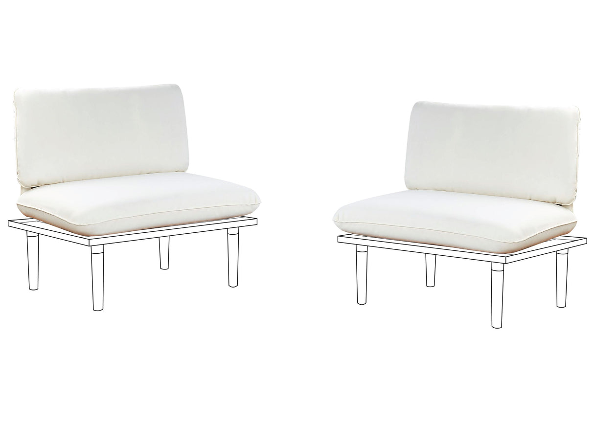 Outdoor Cushion Cover Set Off-White Fabric Sofa Seat Back Side Pillow Cases Beliani