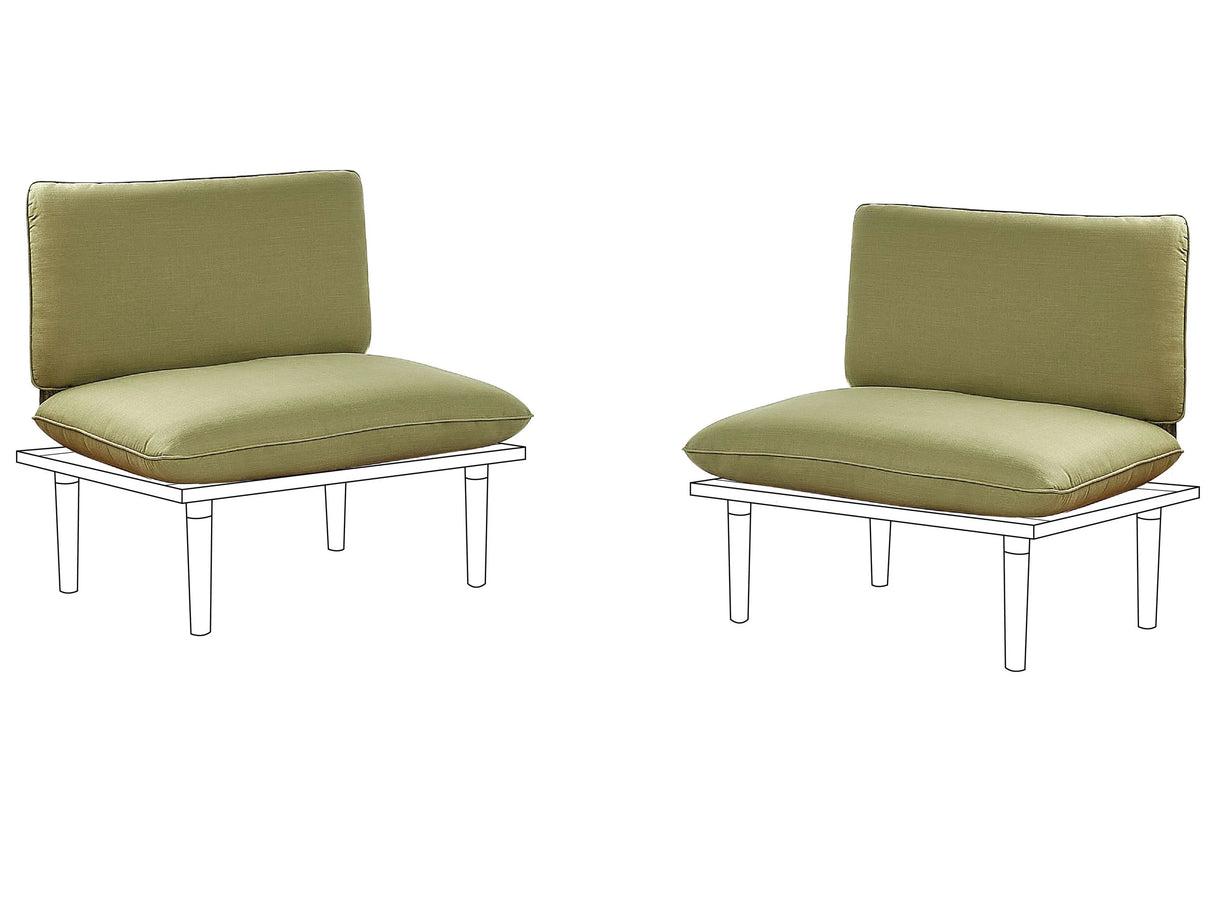 Outdoor Cushion Cover Set Olive Green Fabric Sofa Seat Back Side Pillow Cases Beliani