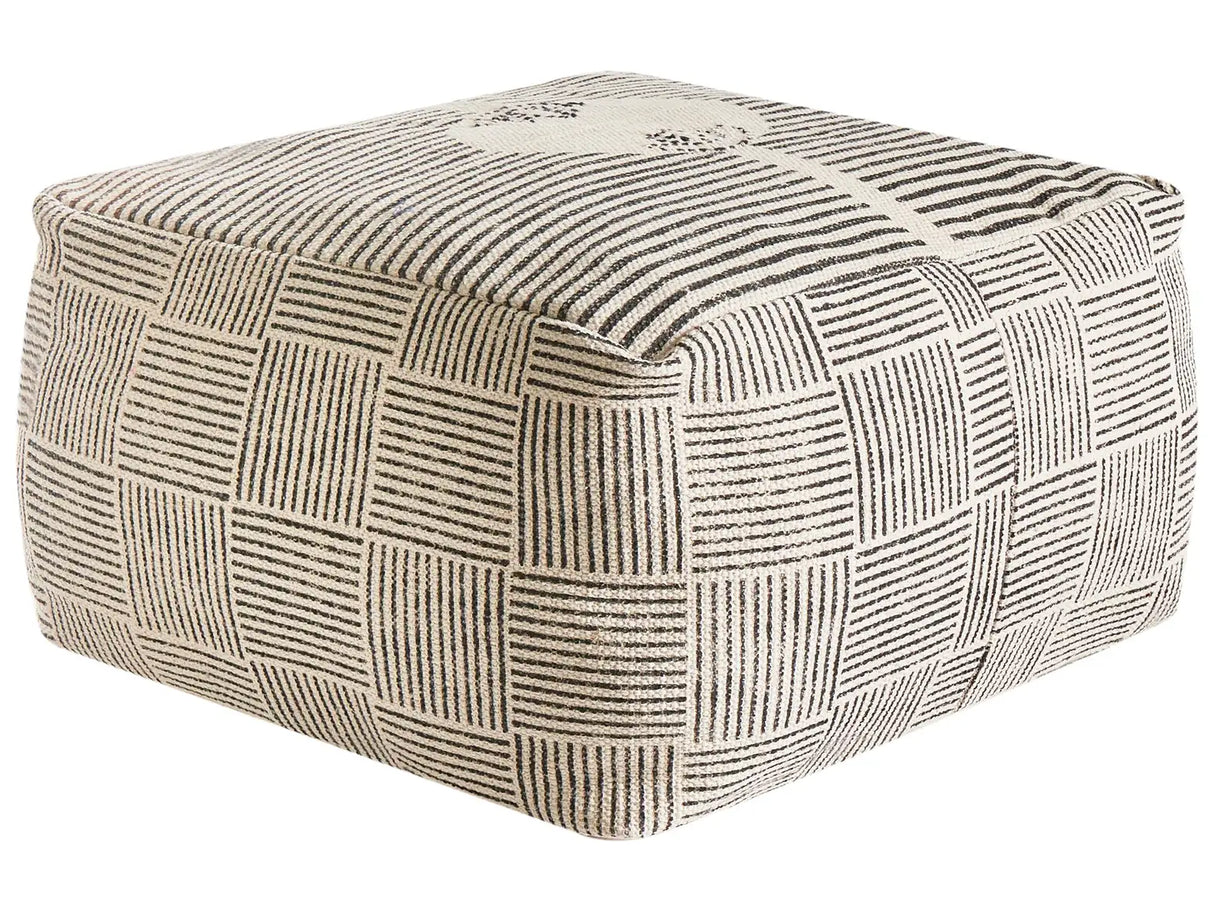 Ottoman Grey Fabric Pouffe Footstool Square Retro Boho Beliani