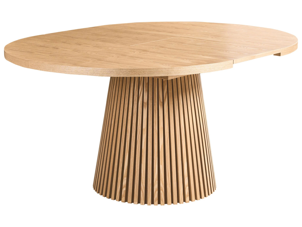 Dining Table Light Ash Wood MDF Top Legs Extendable Modern Industrial Style Beliani