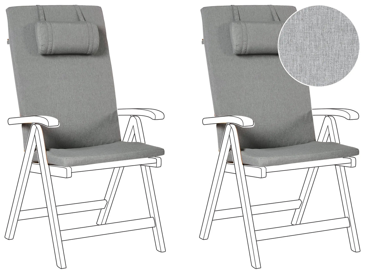 Set of 2 Garden Chair Cushions Grey Melange Polyester Seat Backrest Pad Modern Design Outdoor Pad Beliani