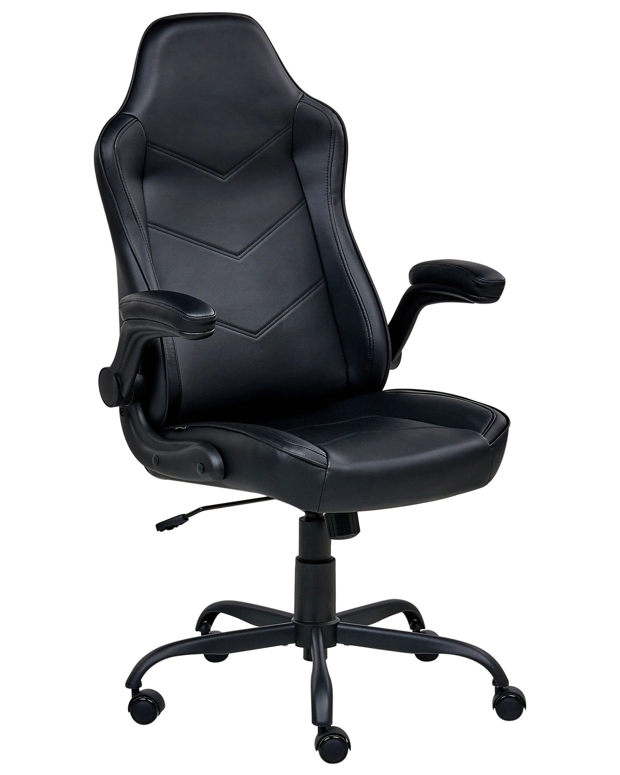 Office Chair Black Faux Leather Swivel Adjustable Height with Armrests Home Office Study Traditional Modern Beliani
