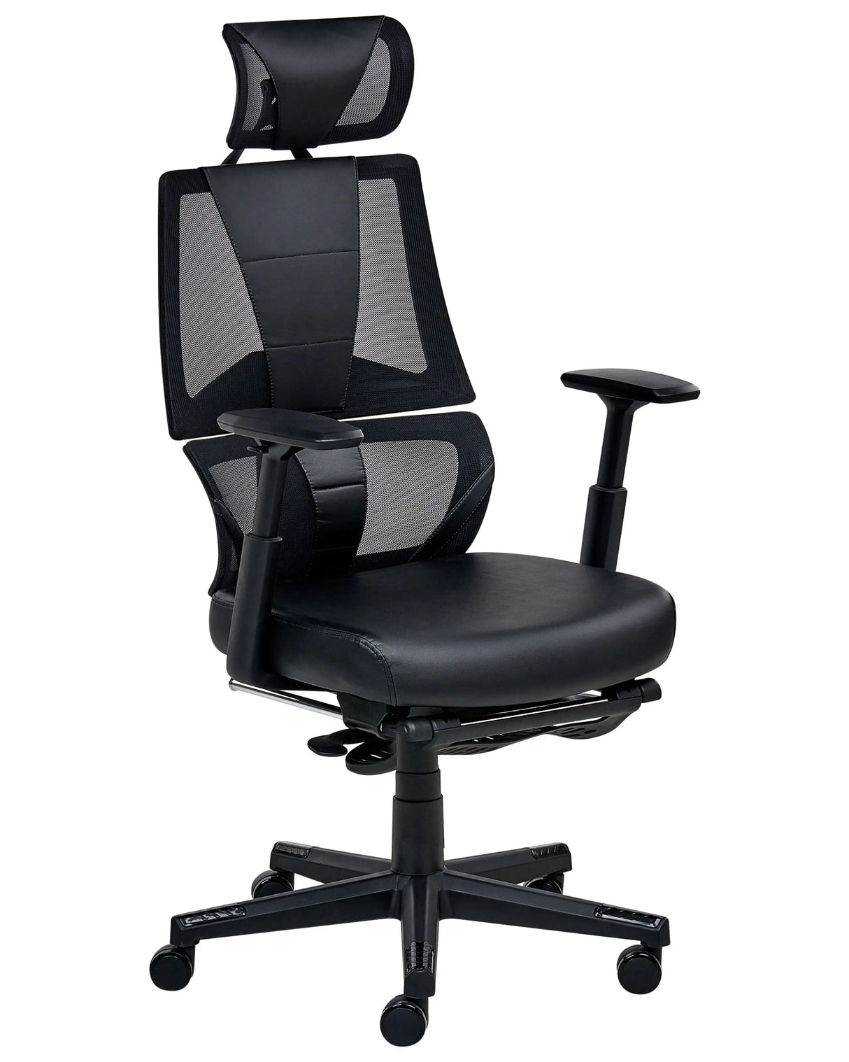 Office Chair Black Faux Leather Swivel Adjustable Height with Armrests Home Office Study Traditional Modern Beliani