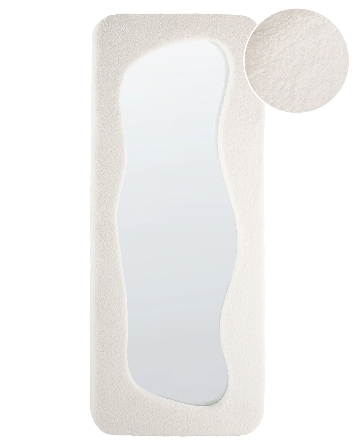 Hanging Mirror Wall Off-White MDF Frame 170 x 70 cm Polyester Rectangular Beliani