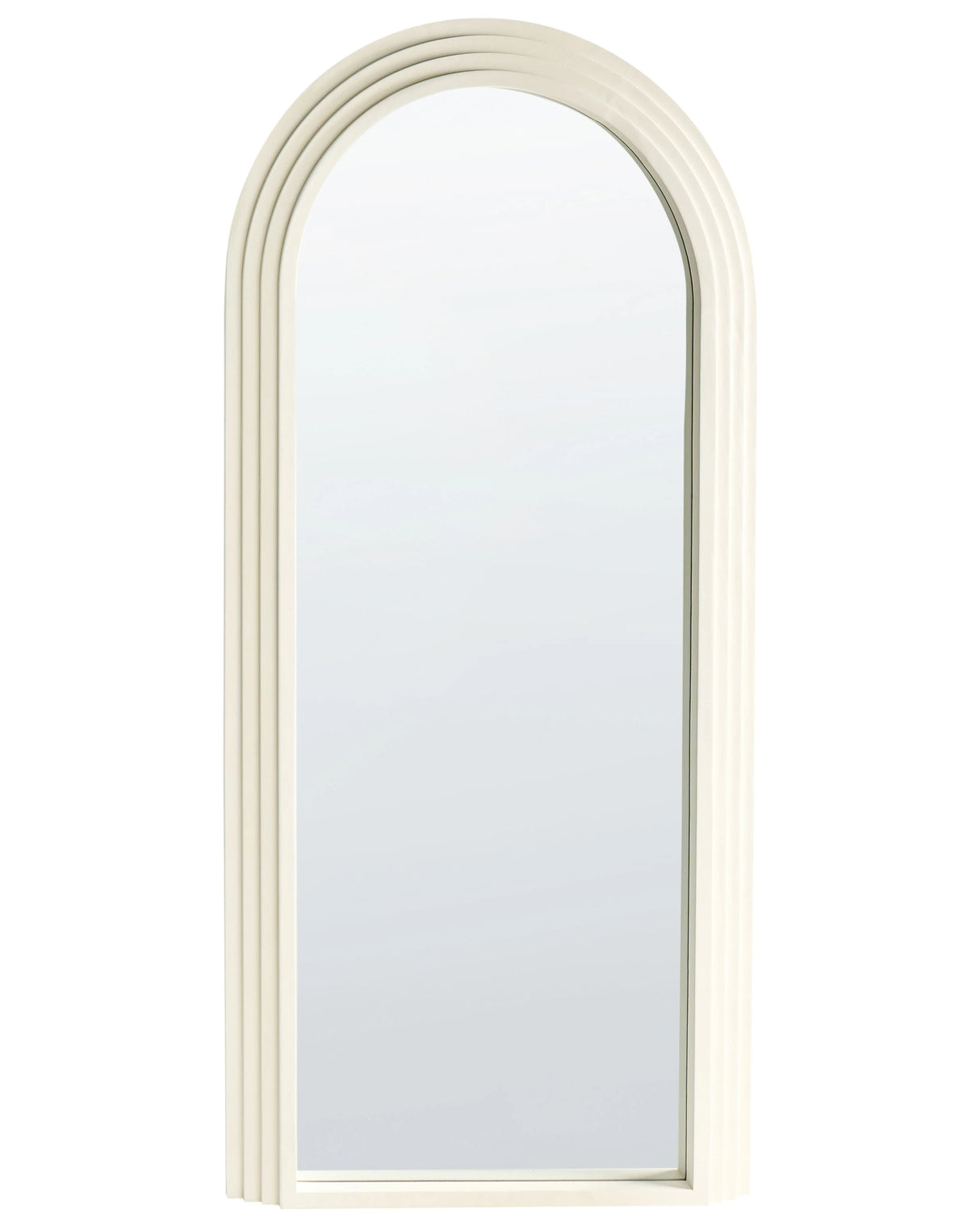 Vintage Wall-Mounted Off-White Mirror 170 x 80 cm Arch Shape Wooden Frame Beliani