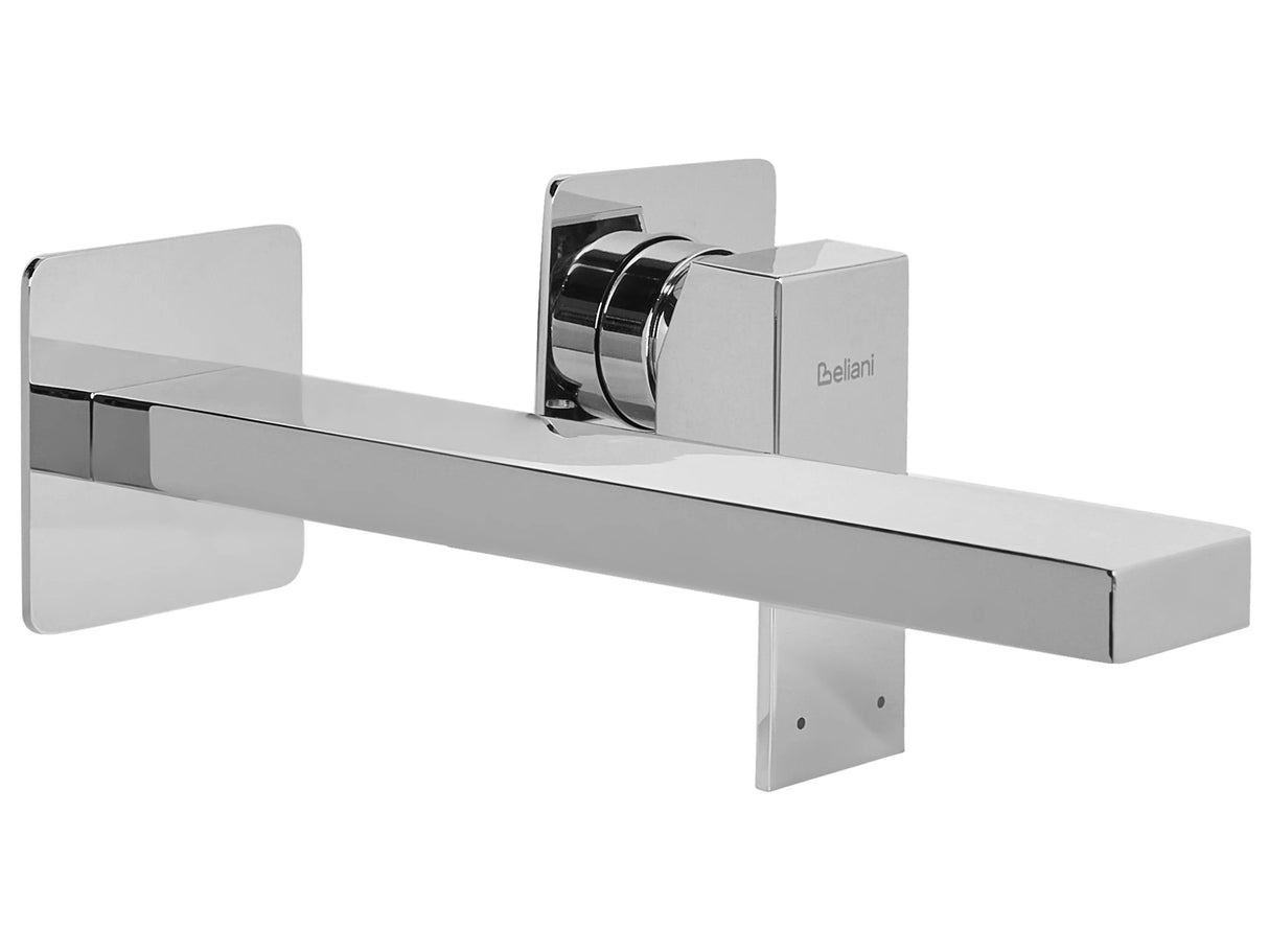 Wall Mounted Basin Mixer Tap Silver Brass Single Lever Beliani