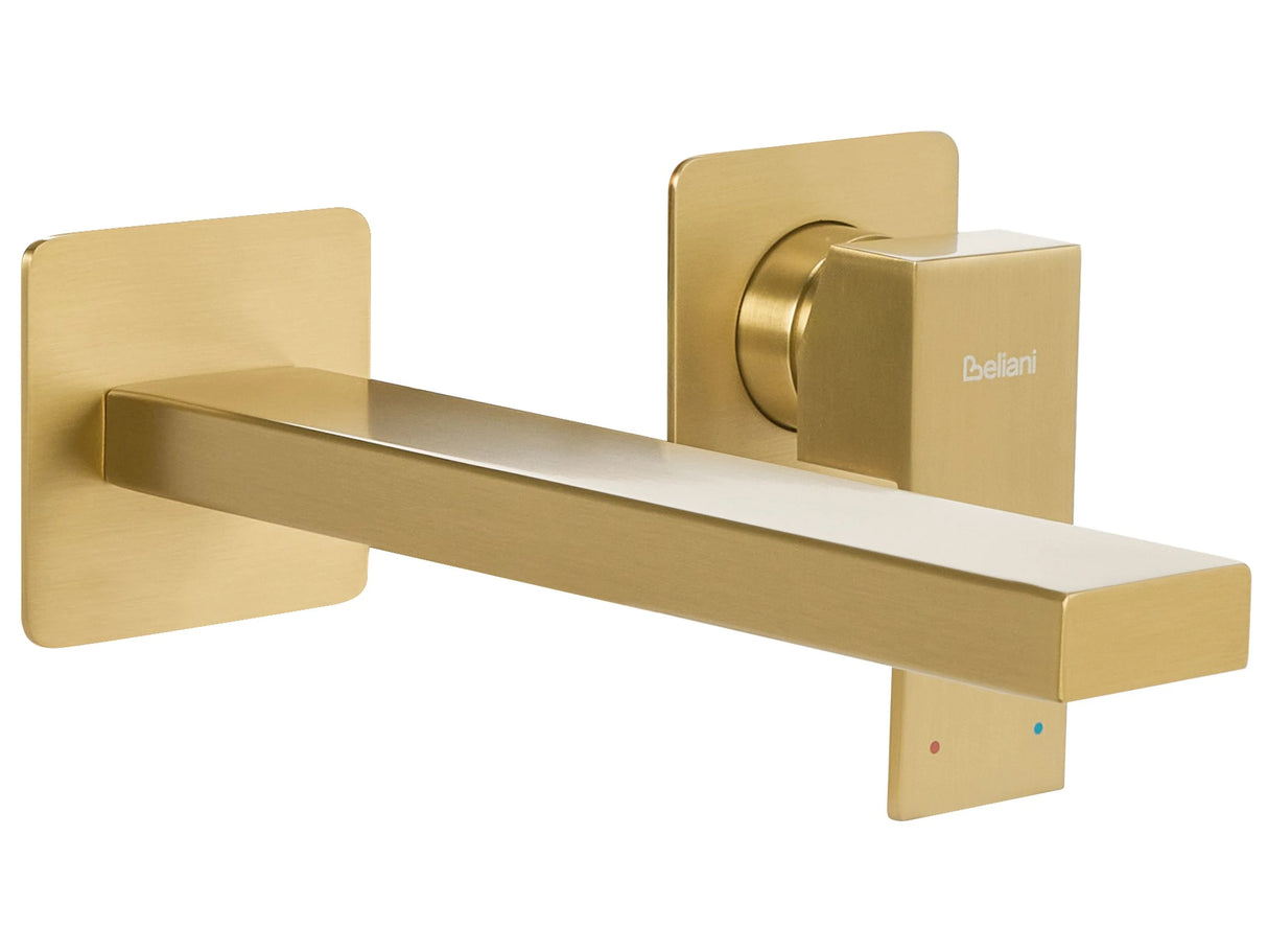 Wall Mounted Basin Mixer Tap Gold Brass Single Lever Beliani