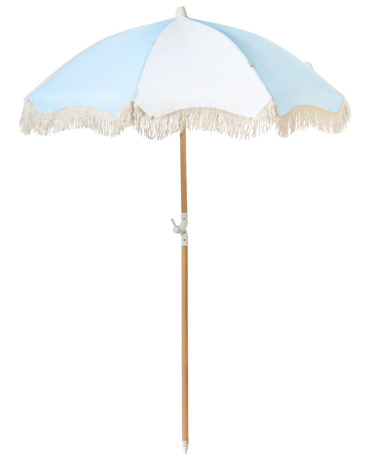 Garden Parasol Light Blue Fabric Beech Wood Pole 150 cm Round Retro Garden Outdoor Umbrella Tilting UV Resistant Beliani