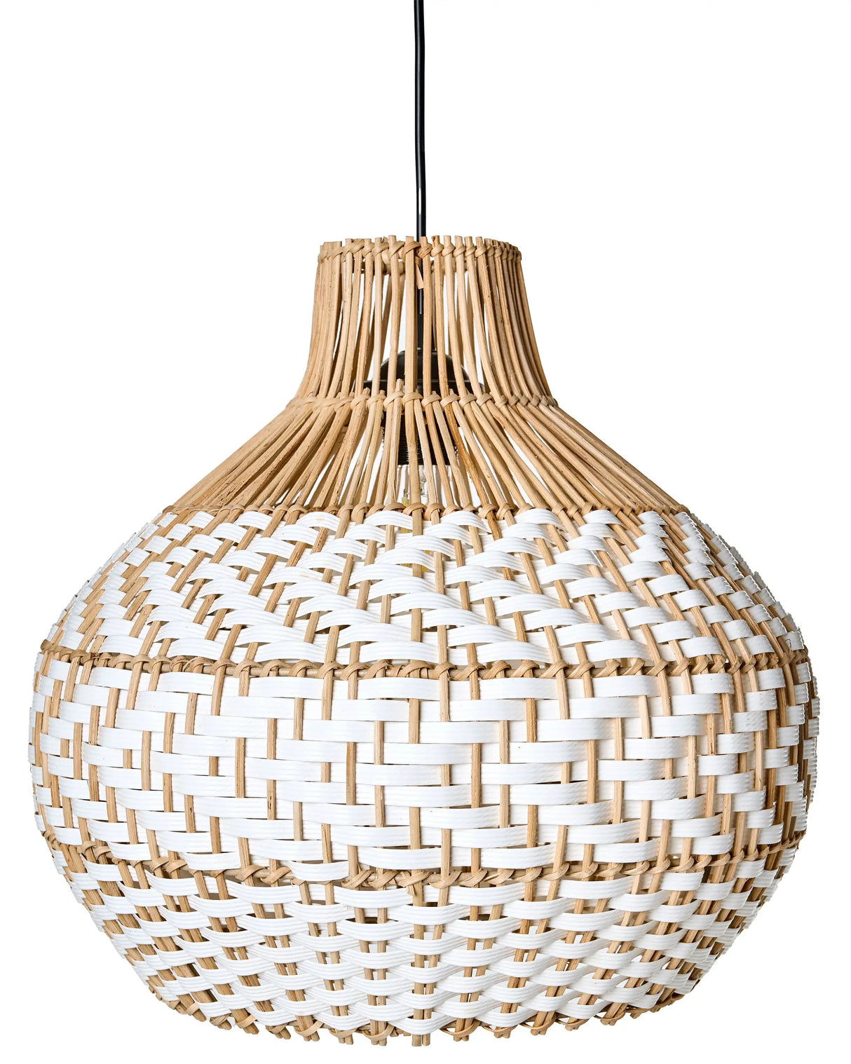 Pendant Lamp White Rattan Shade Iron Frame Hanging Lamp Boho Style Lighting Beliani