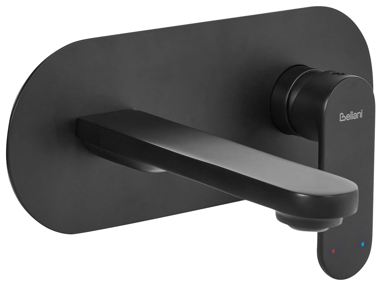 Wall Mounted Basin Mixer Tap Black Brass Single Lever Beliani