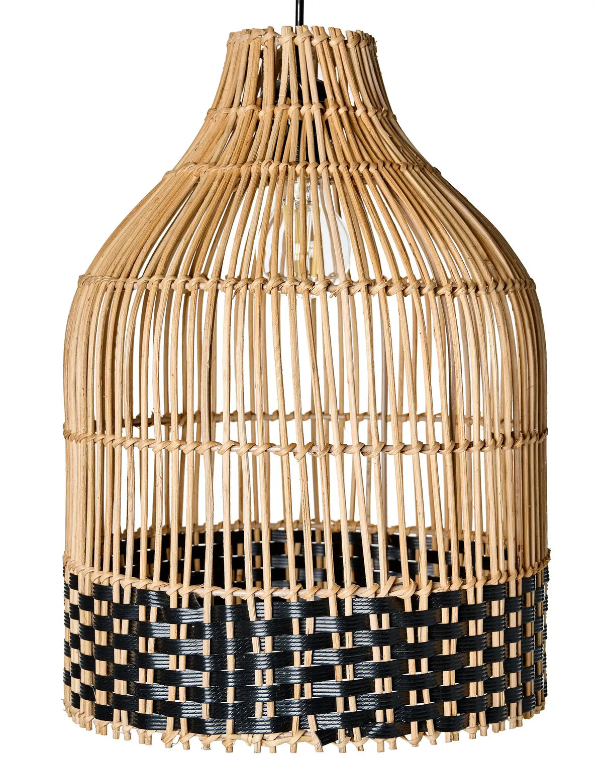 Pendant Lamp Natural Rattan Shade Iron Frame Hanging Lamp Boho Style Woven Handmade Lighting Beliani