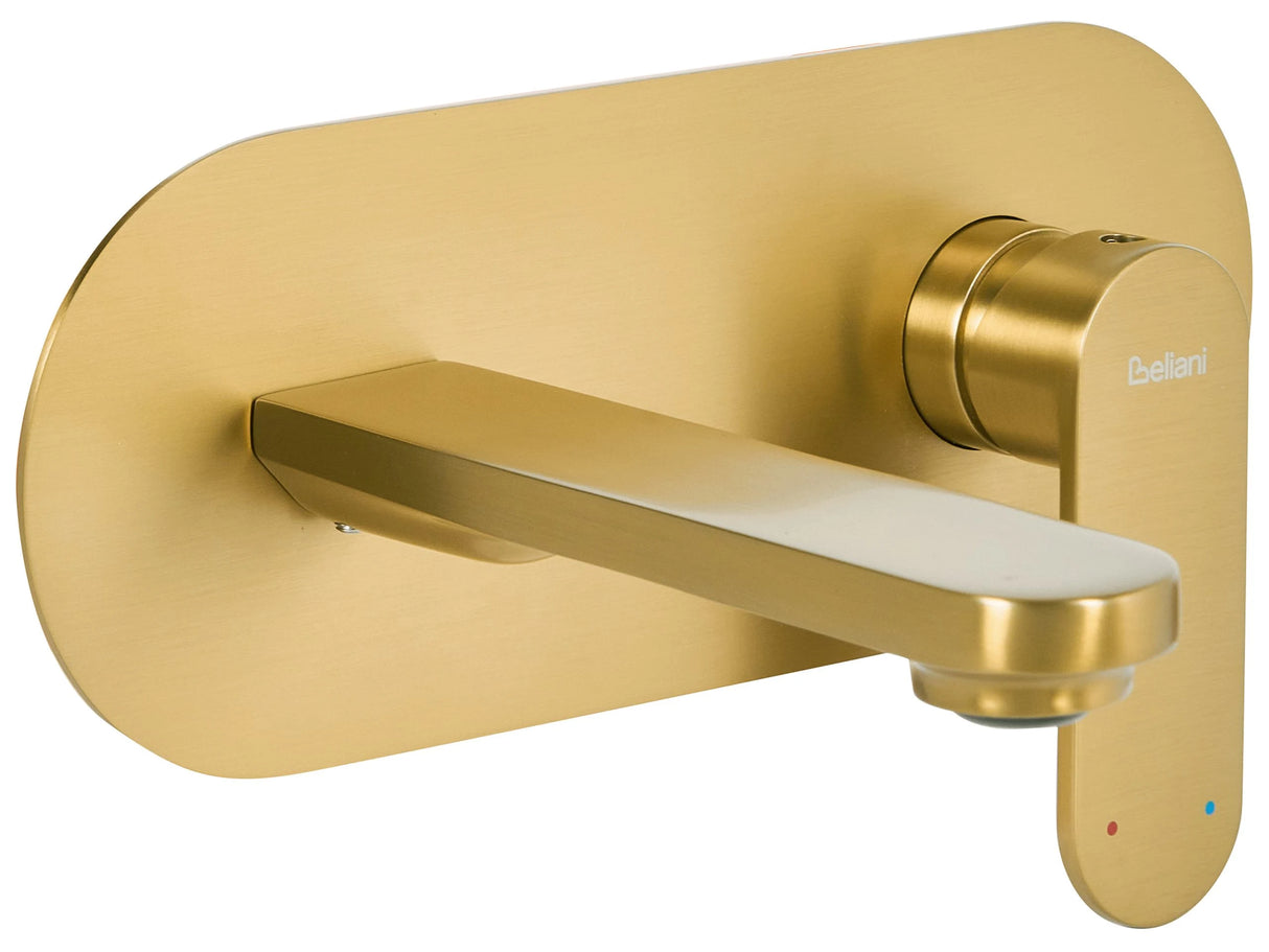 Wall Mounted Basin Mixer Tap Gold Brass Single Lever Beliani
