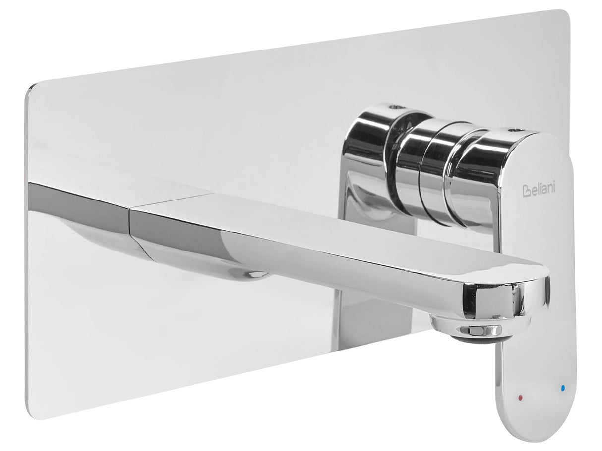 Wall Mounted Basin Mixer Tap Silver Brass Single Lever Beliani