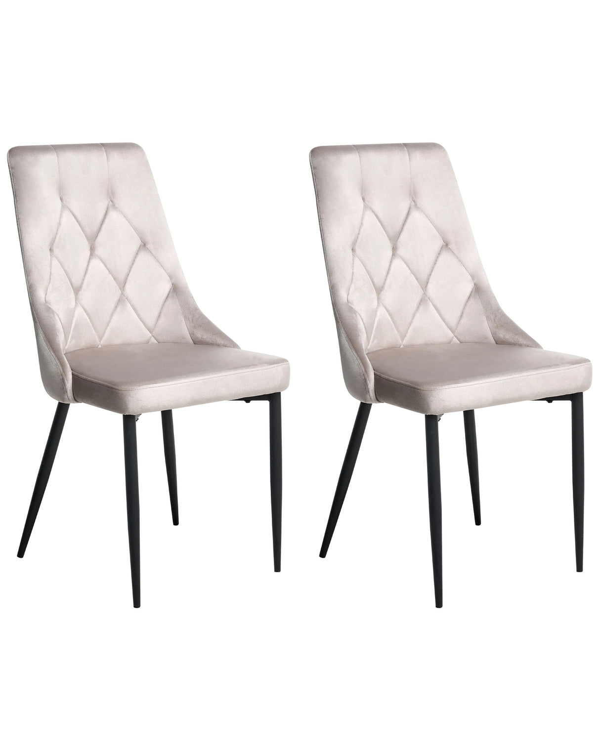 Set of 2 Dining Chairs Taupe Velvet Black Iron Legs Modern Upholstered Chairs Beliani