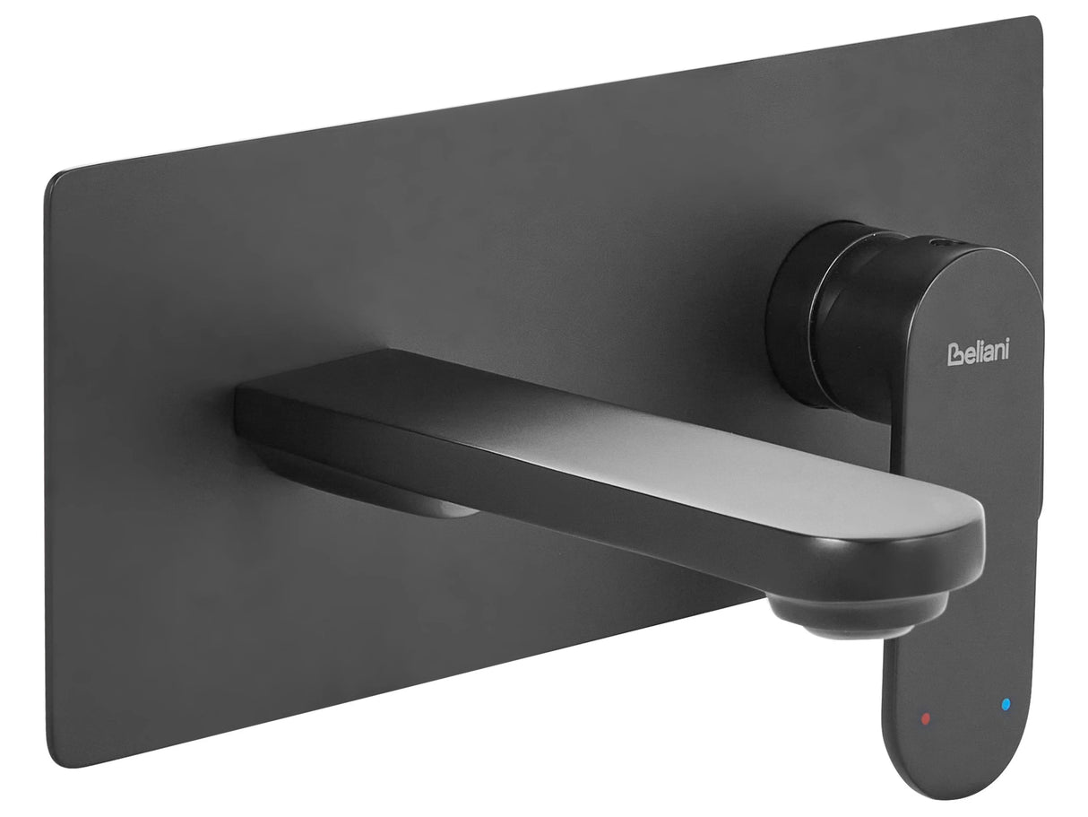 Wall Mounted Basin Mixer Tap Black Brass Single Lever Beliani