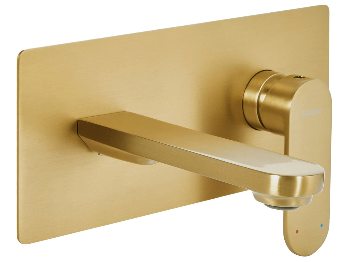 Wall Mounted Basin Mixer Tap Gold Brass Single Lever Beliani