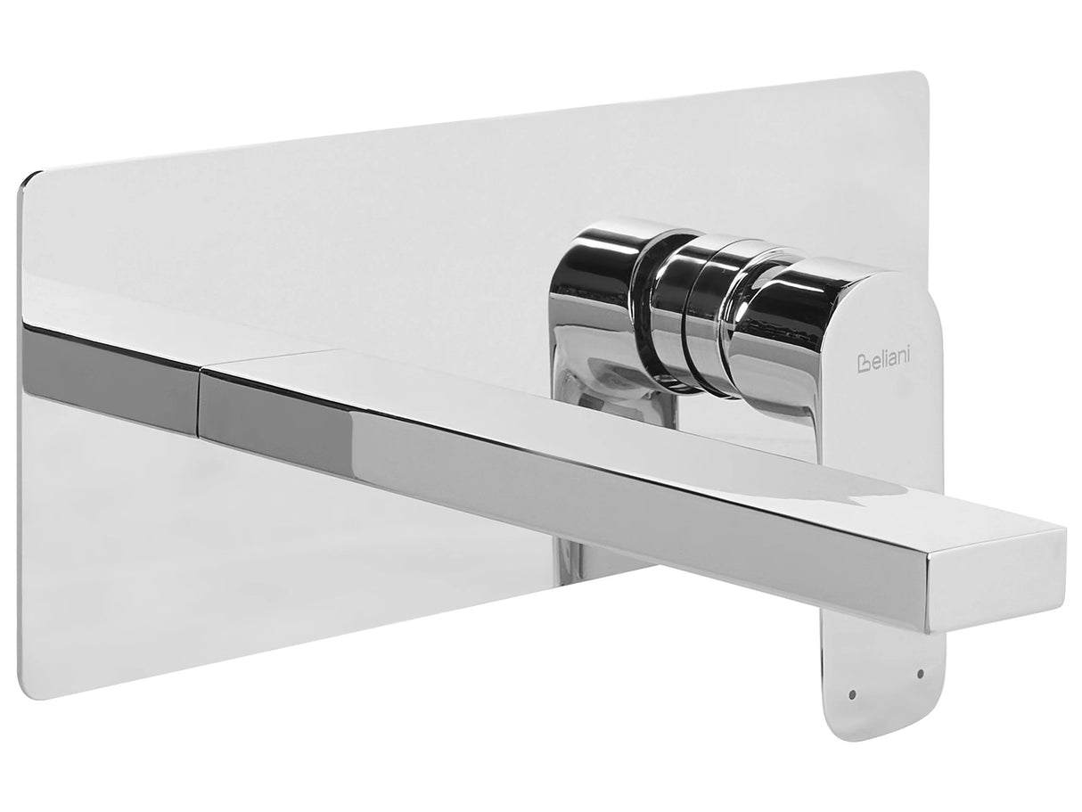 Wall Mounted Basin Mixer Tap Silver Brass Single Lever Beliani