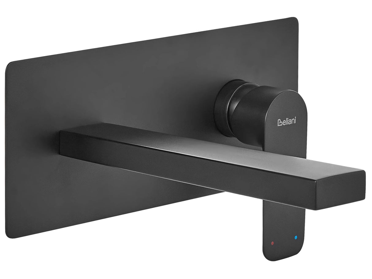 Wall Mounted Basin Mixer Tap Black Brass Single Lever Beliani