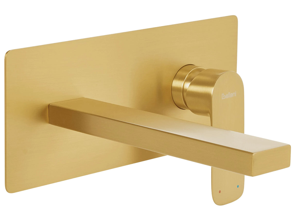 Wall Mounted Basin Mixer Tap Gold Brass Single Lever Beliani