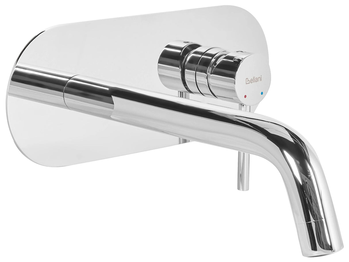 Wall Mounted Basin Mixer Tap Silver Brass Single Lever Beliani