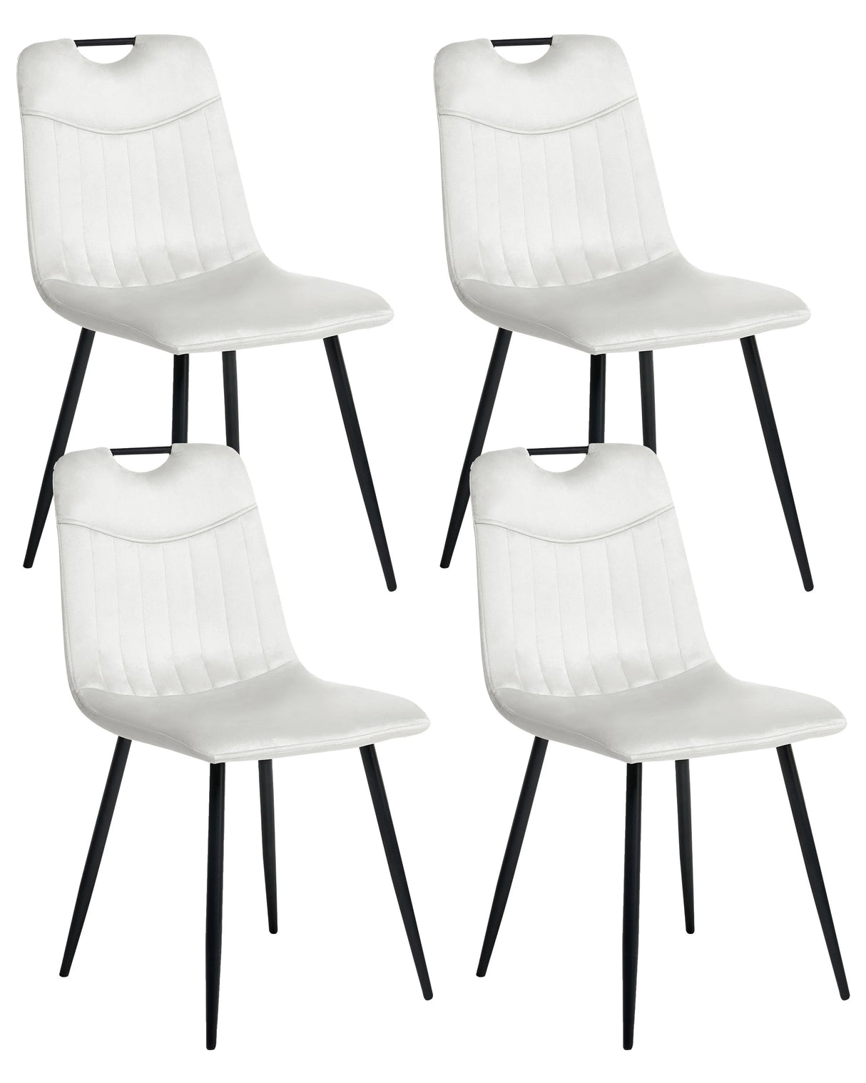 Set of 4 Dining Chairs Off-White Velvet Black Iron Legs Modern Upholstered Chairs Beliani