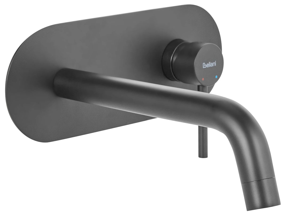 Wall Mounted Basin Mixer Tap Black Brass Single Lever Beliani