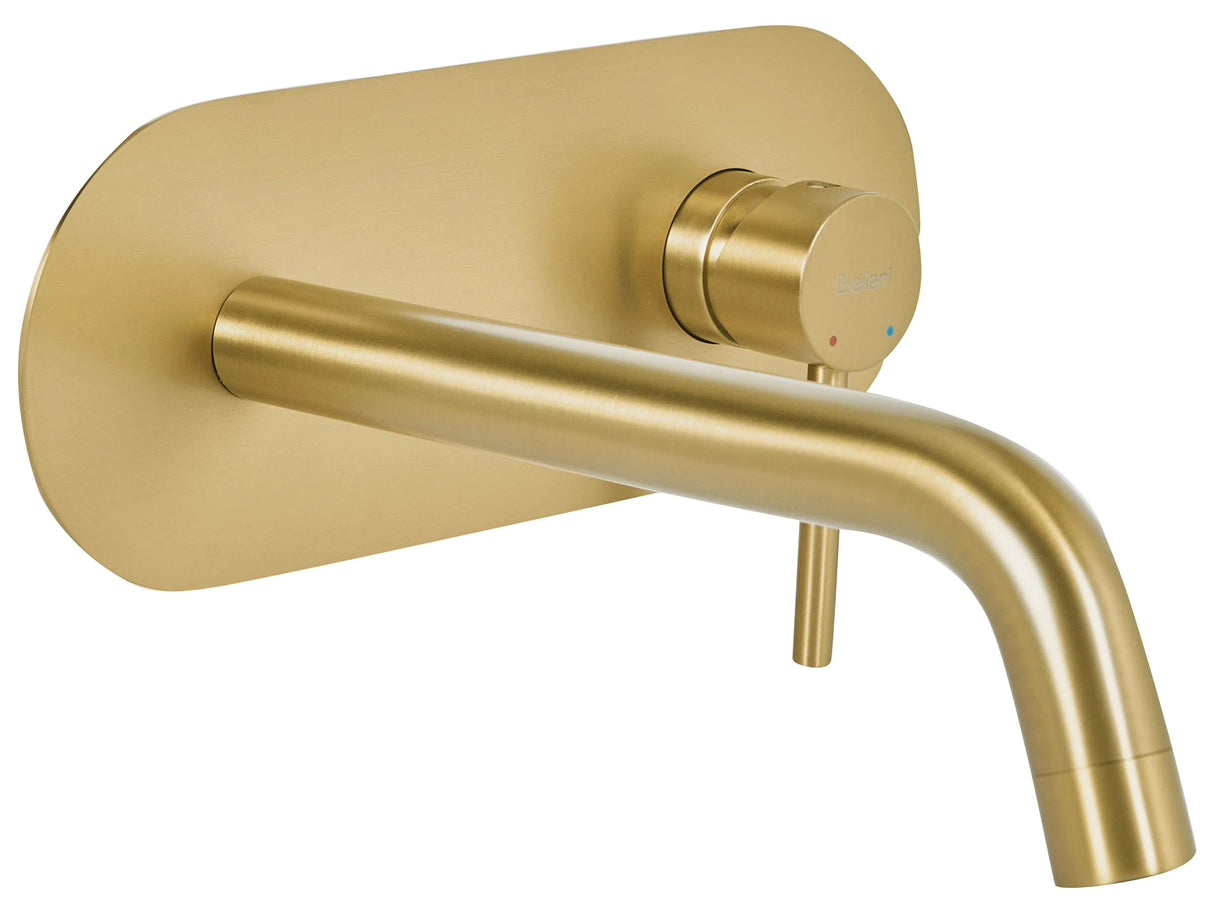 Wall Mounted Basin Mixer Tap Gold Brass Single Lever Beliani