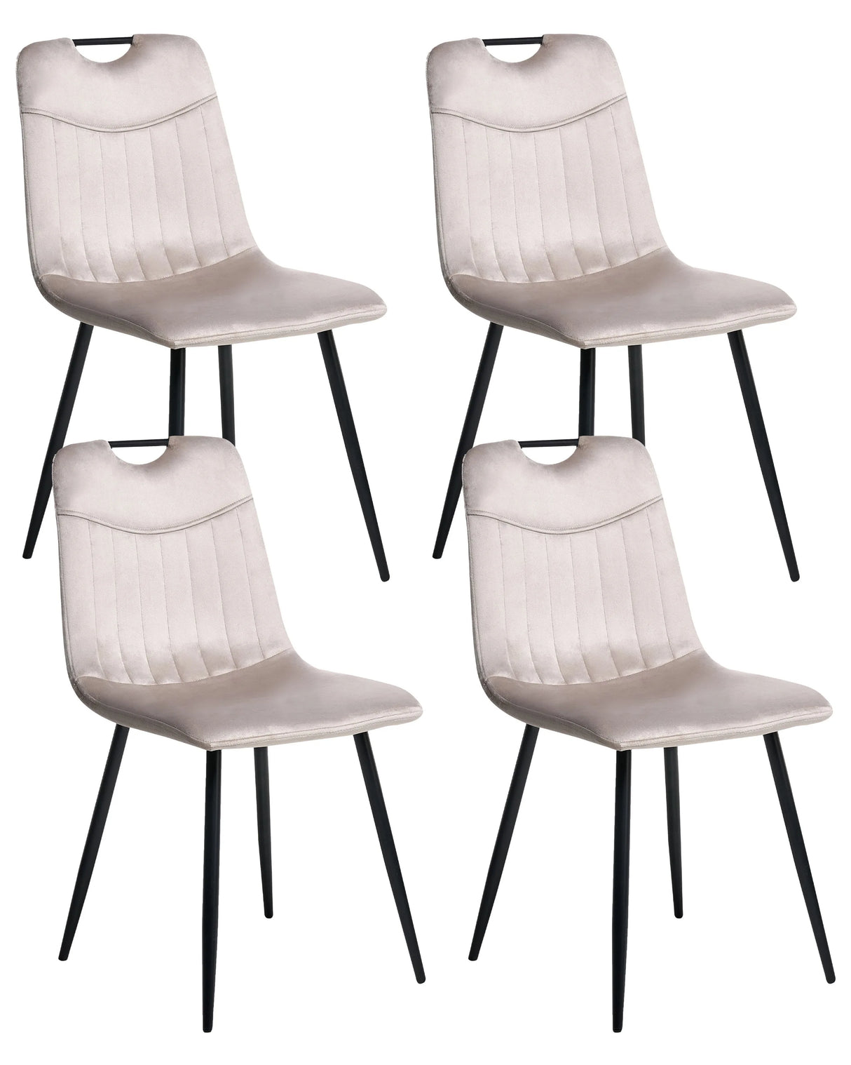 Set of 4 Dining Chairs Taupe Velvet Black Iron Legs Modern Upholstered Chairs Beliani