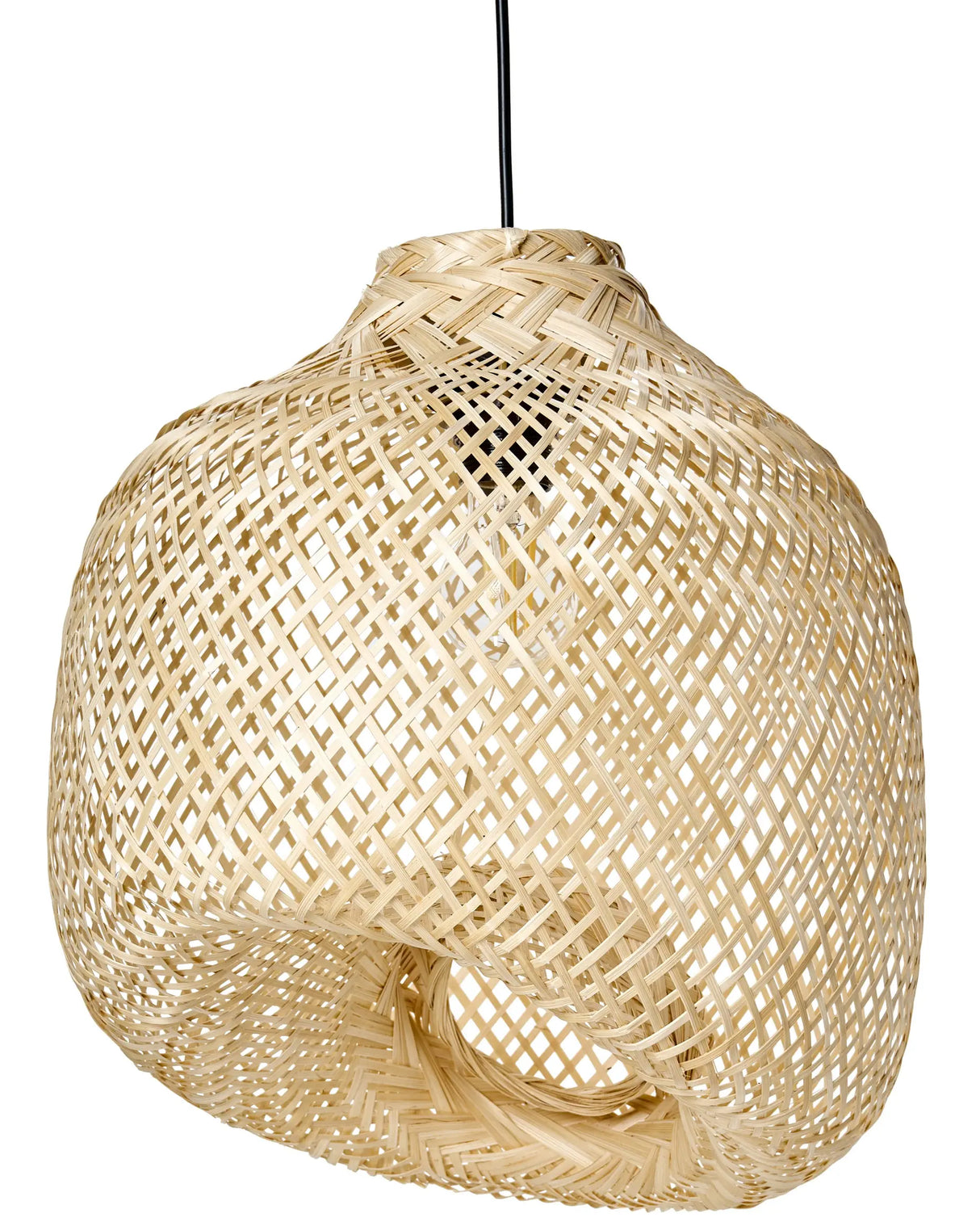 Pendant Lamp Natural Bamboo Shade Modern Irregular Shape Woven Living Room Dining Room Lighting Beliani