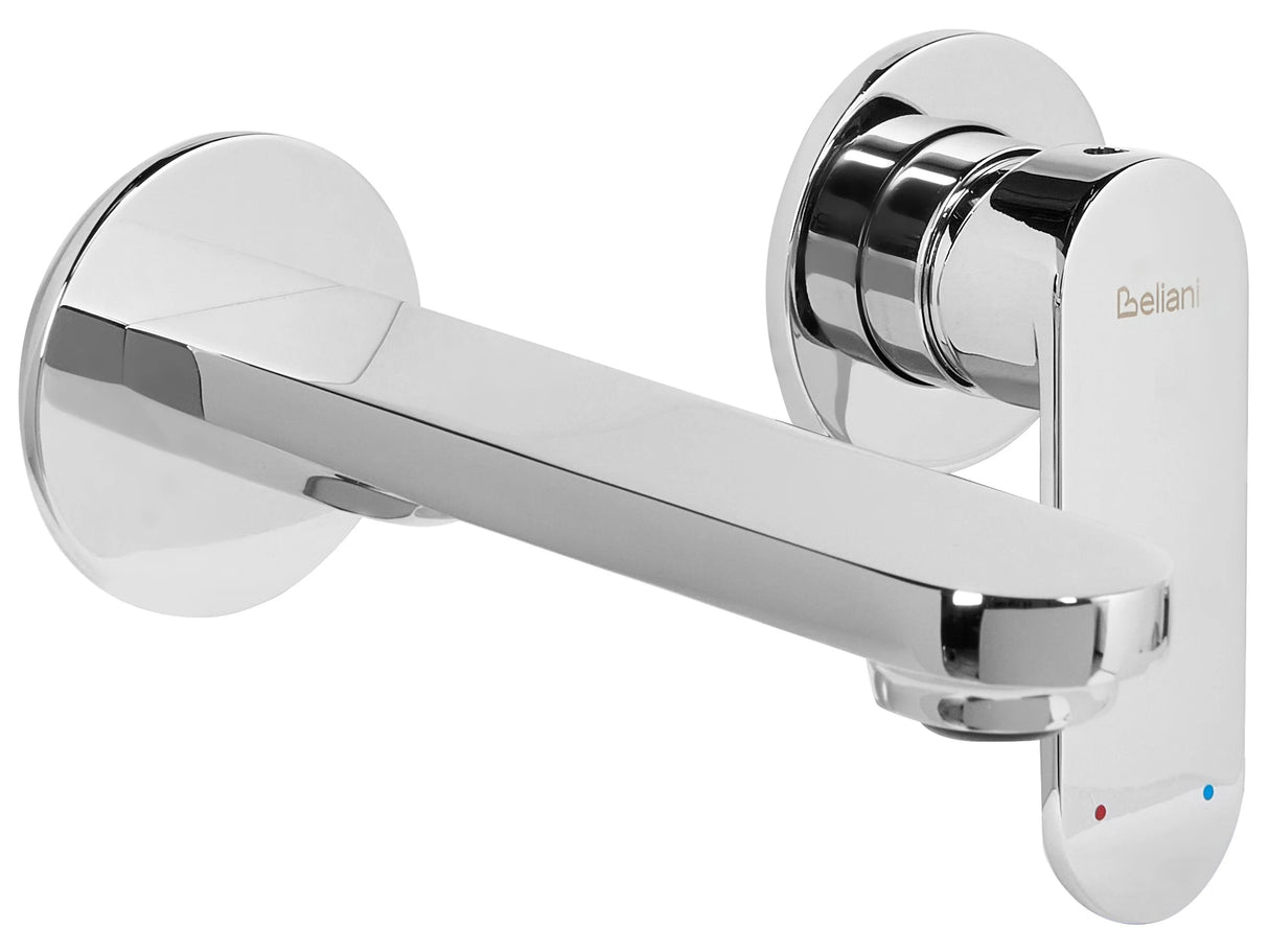 Wall Mounted Basin Mixer Tap Silver Brass Single Lever Beliani