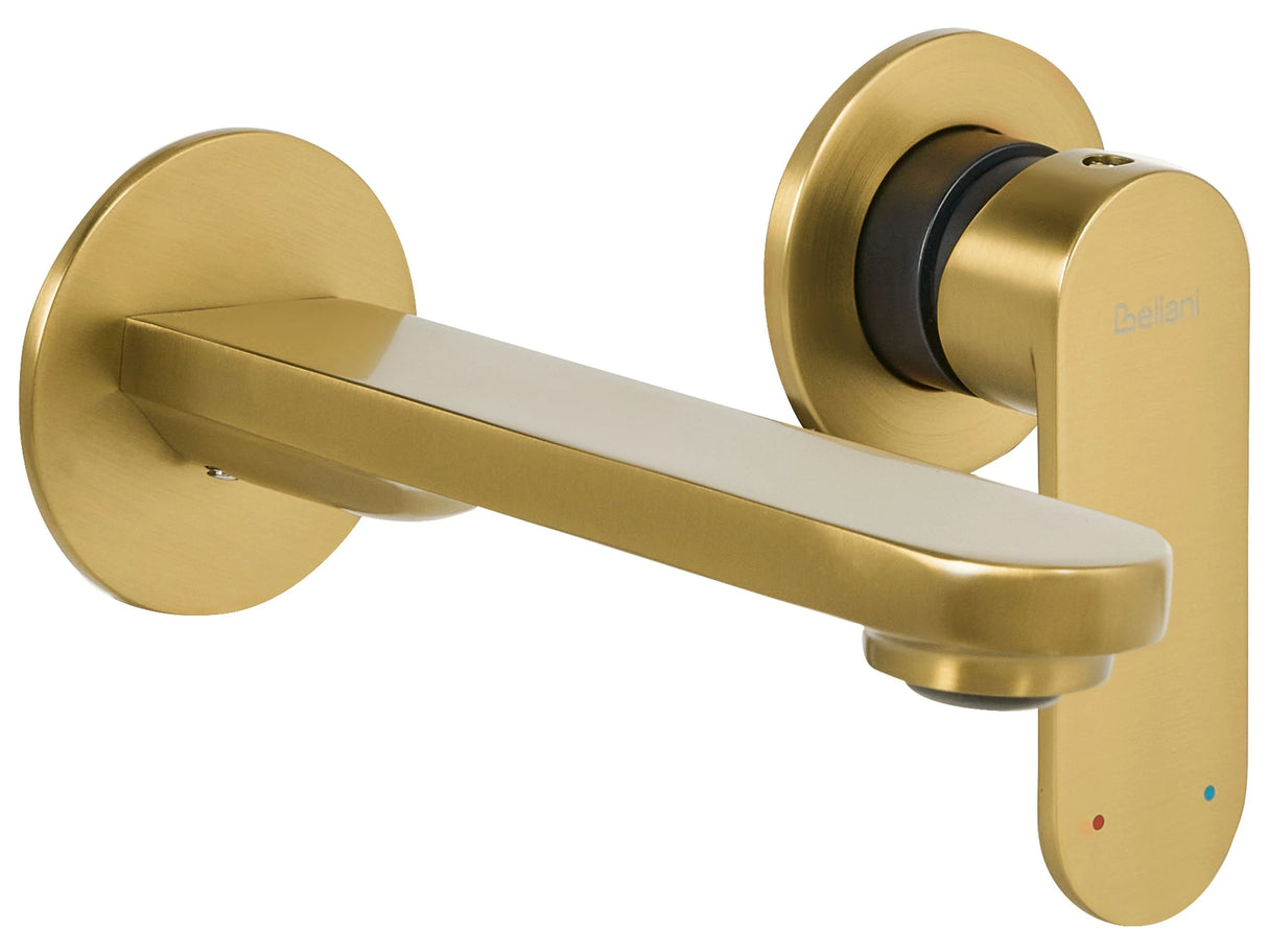 Wall Mounted Basin Mixer Tap Gold Brass Single Lever Beliani