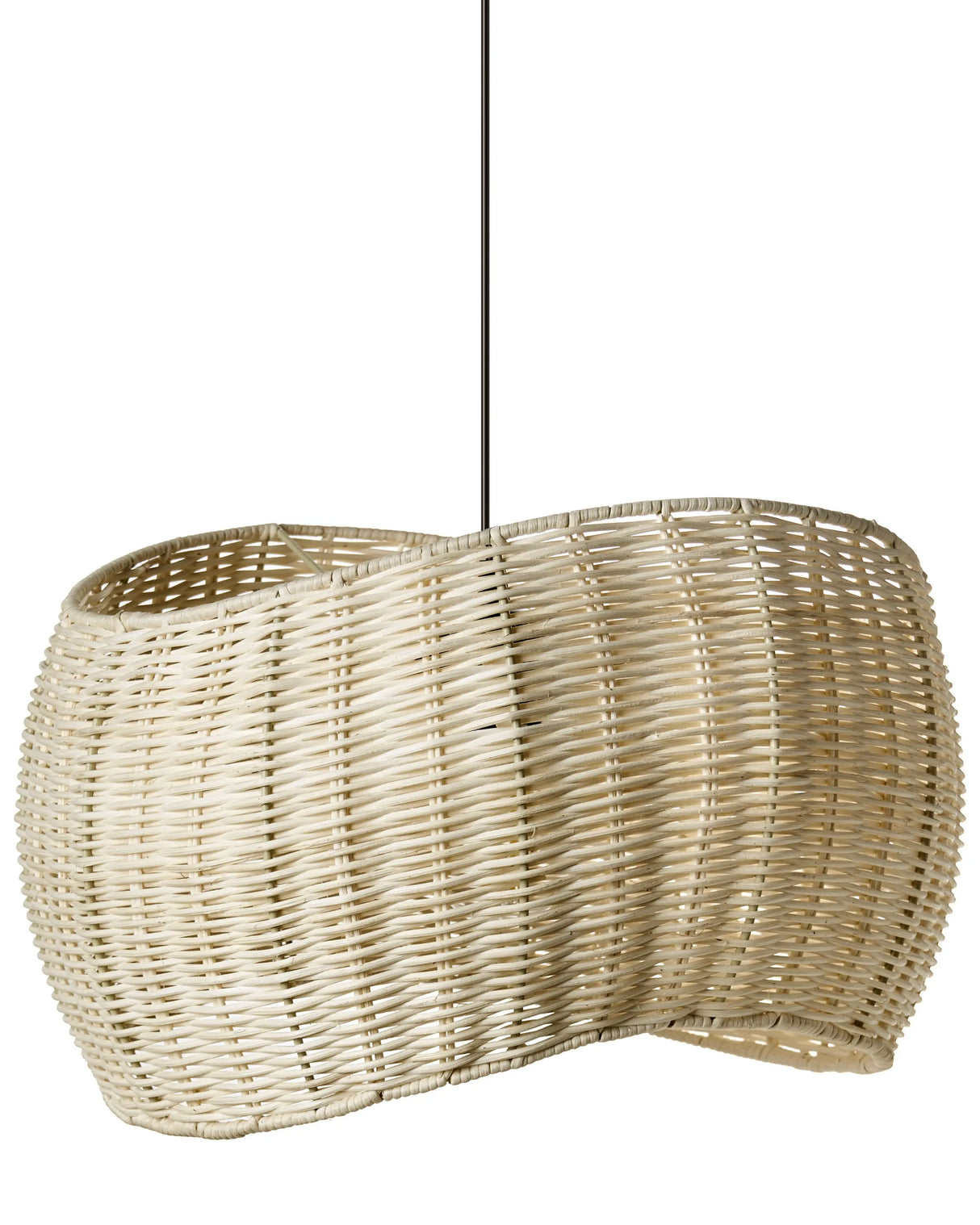 Pendant Lamp Natural Rattan Shade Iron Frame Hanging Lamp Boho Style Lighting Irregular Shape Beliani