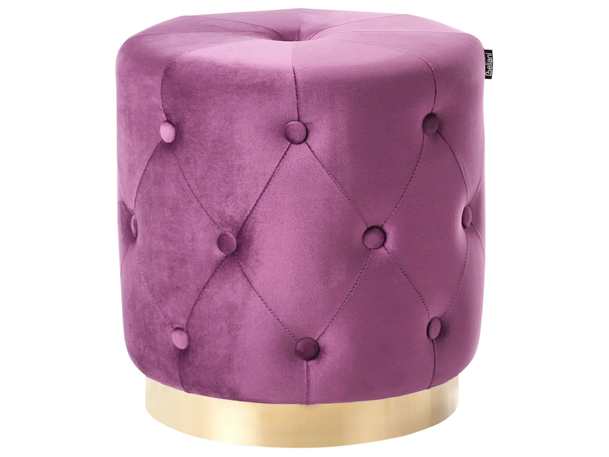 Pouffe Purple Velvet Upholstery Gold Base 40 x 41 cm Tufted Buttons Footstool Glamour Beliani