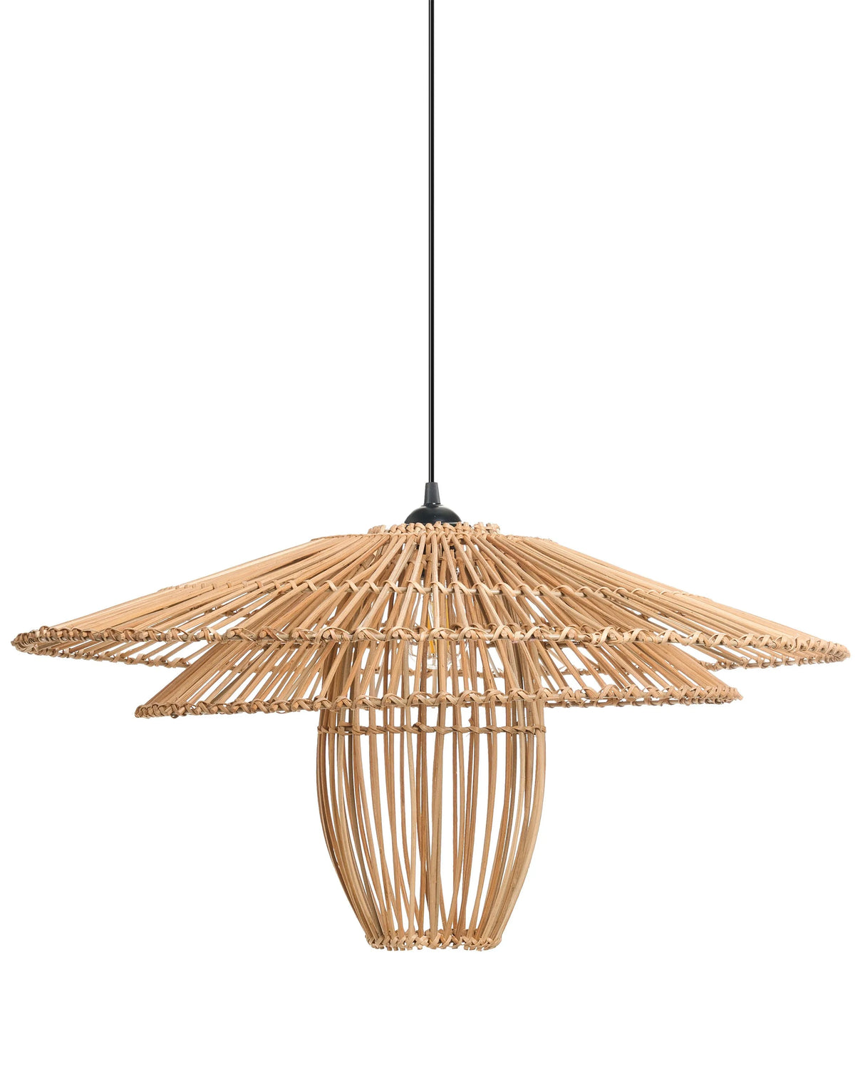 Pendant Lamp Natural Rattan Shade Iron Frame Hanging Lamp Boho Style Lighting Beliani