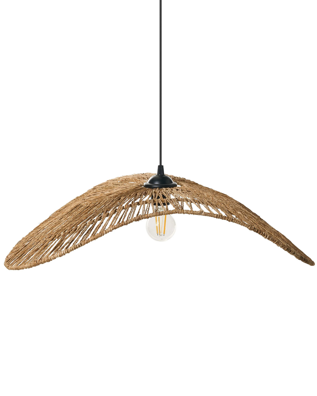 Pendant Lamp Natural Jute Woven Boho Style Open Bulb Handmade Living Room Dining Room Lighting Asymmetrical Beliani