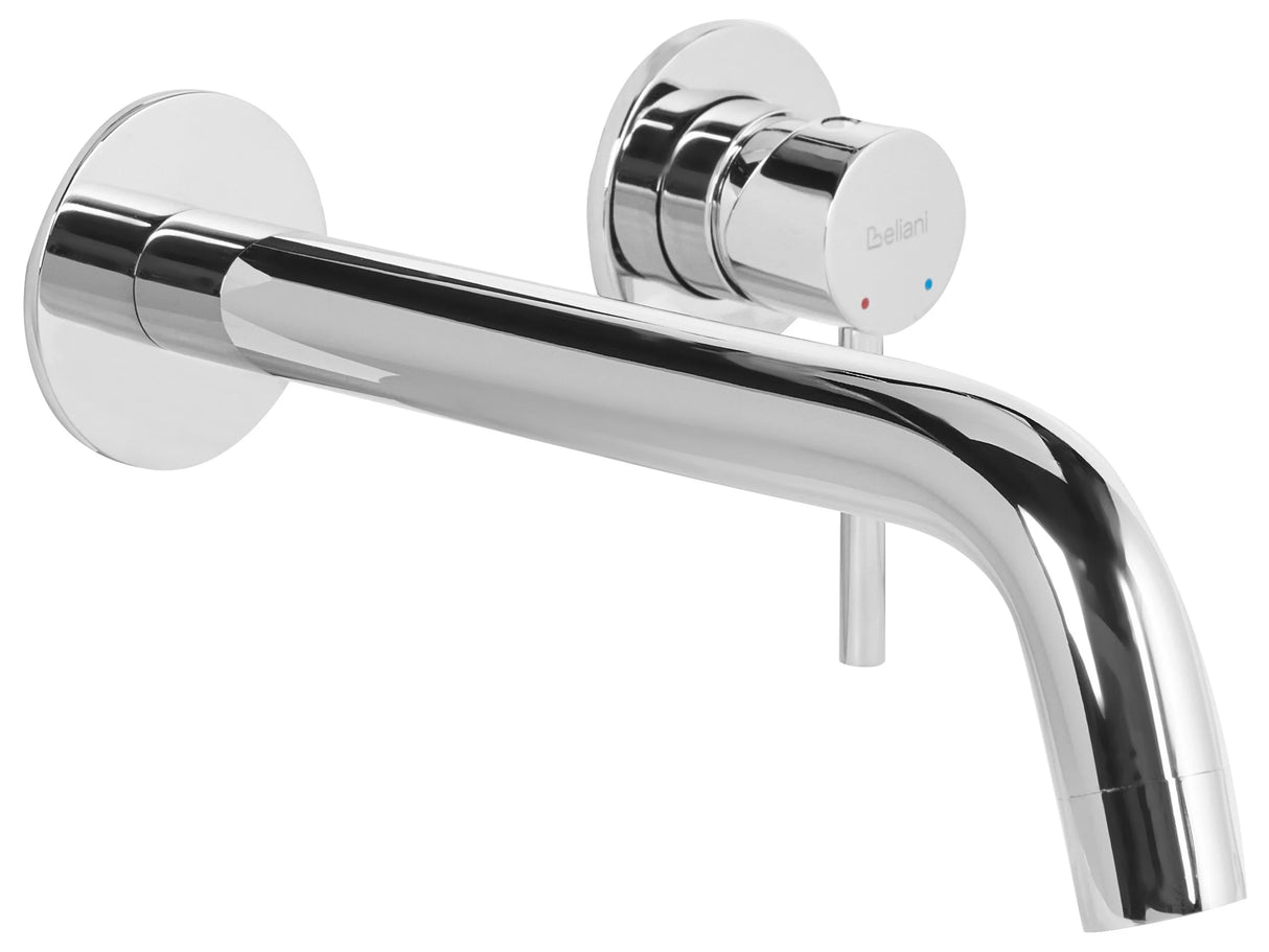 Wall Mounted Basin Mixer Tap Silver Brass Single Lever Beliani