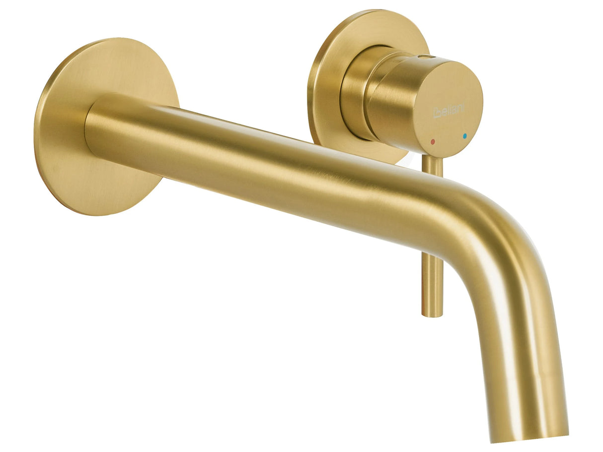 Wall Mounted Basin Mixer Tap Gold Brass Single Lever Beliani