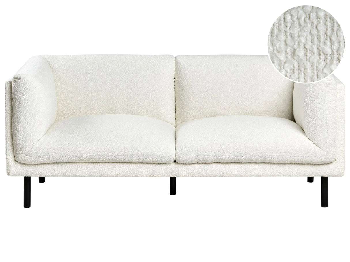 2 Seater Sofa Off-White Boucle Metal Legs Upholstered Living Room Furniture Beliani
