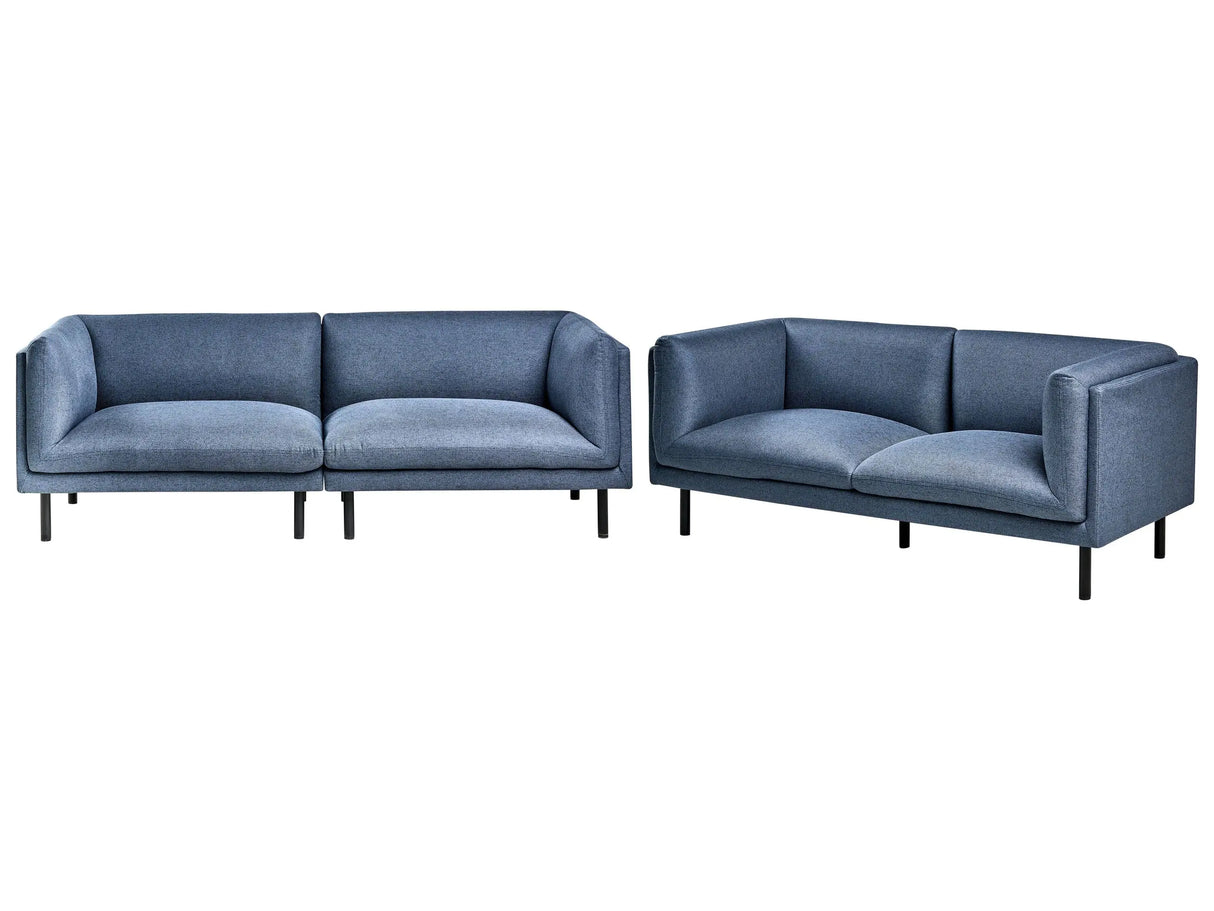 5 Seater Sofa Set Dark Blue Fabric Metal Legs Upholstered Living Room Furniture Beliani