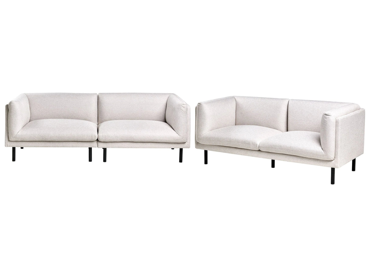 5 Seater Sofa Set Light Beige Fabric Metal Legs Upholstered Living Room Furniture Beliani