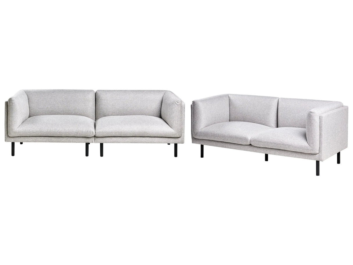 5 Seater Sofa Set Light Grey Fabric Metal Legs Upholstered Living Room Furniture Beliani