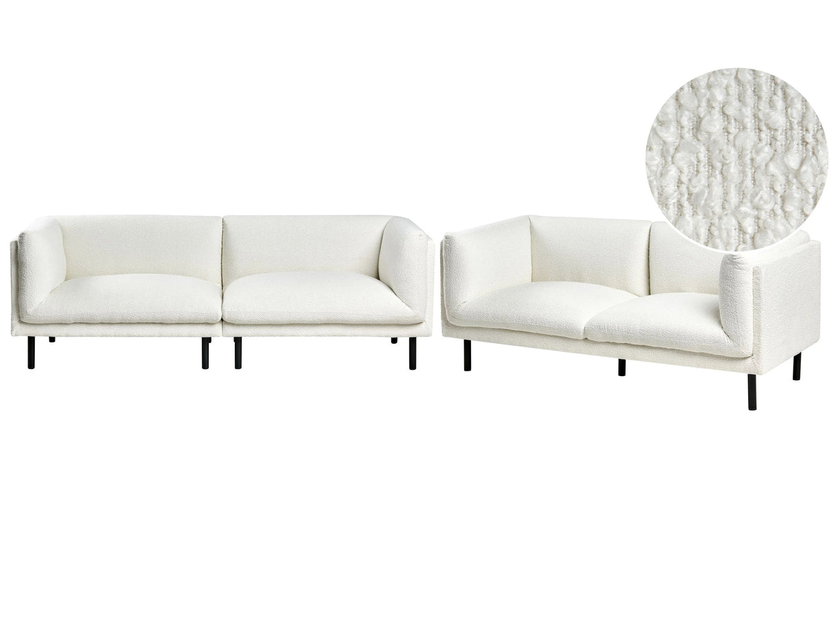 5 Seater Sofa Set Off-White Boucle Metal Legs Upholstered Living Room Furniture Beliani