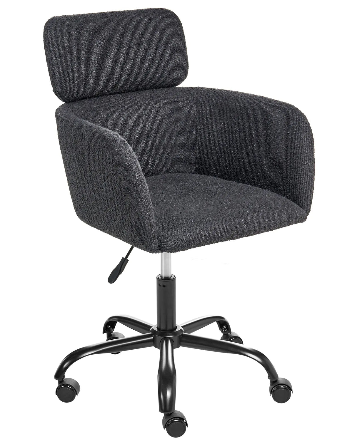 Office Swivel Chair Black Boucle Height Adjustable Beliani