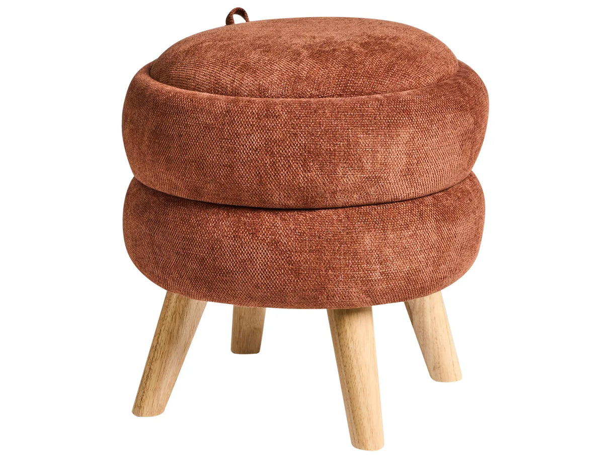 Pouffe Golden Brown Fabric Chenille 40 x 41 cm with Storage Stool Modern Design Beliani