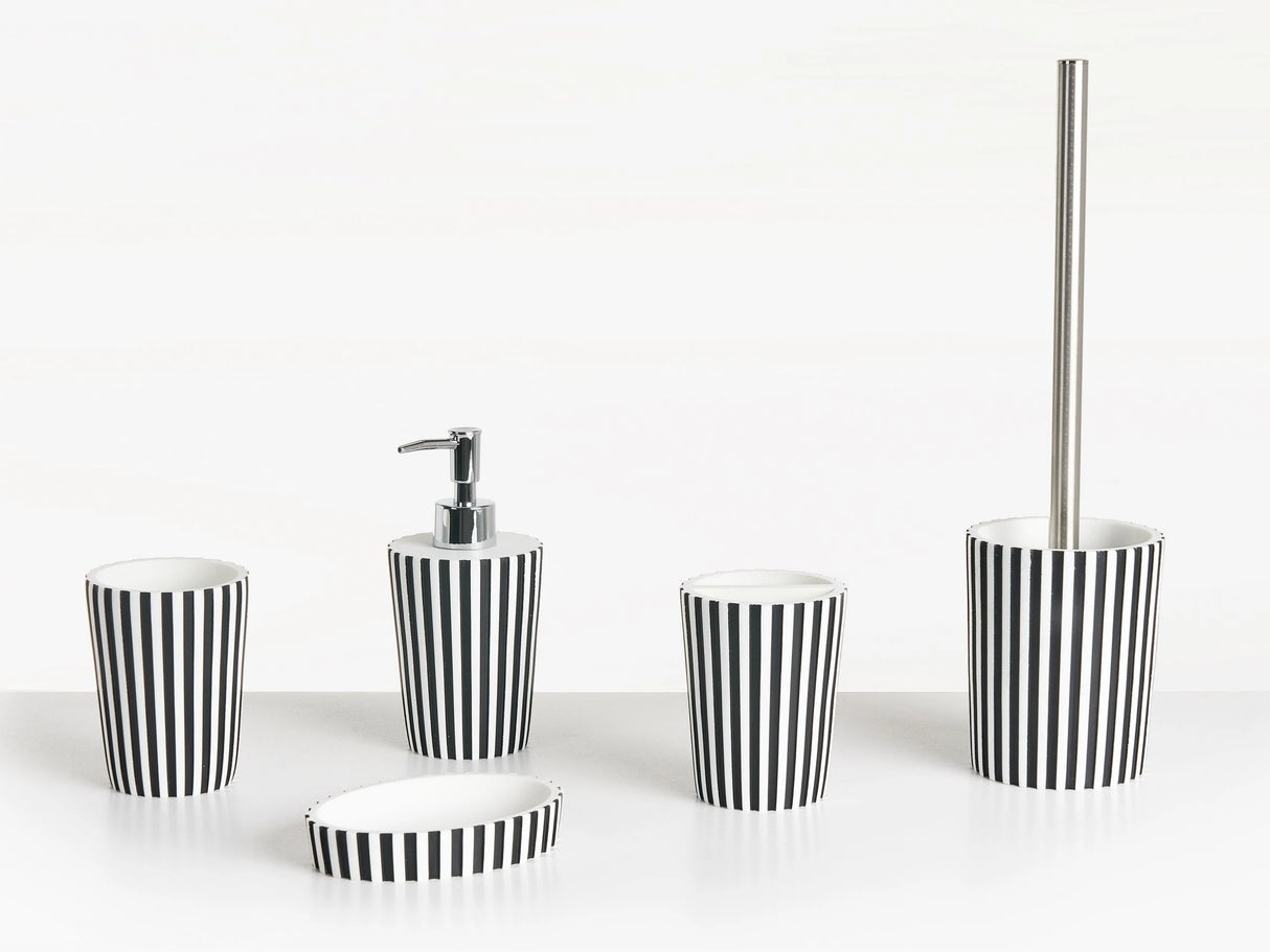 5-Piece Bathroom Accessories Set Black and White Polyresin Soap Dish Soap Dispenser Toilet Brush Tumbler Toothbrush Holder Beliani
