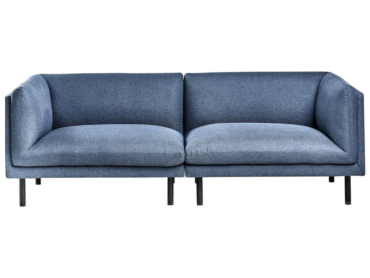 3 Seater Sofa Dark Blue Fabric Metal Legs Upholstered Living Room Furniture Beliani
